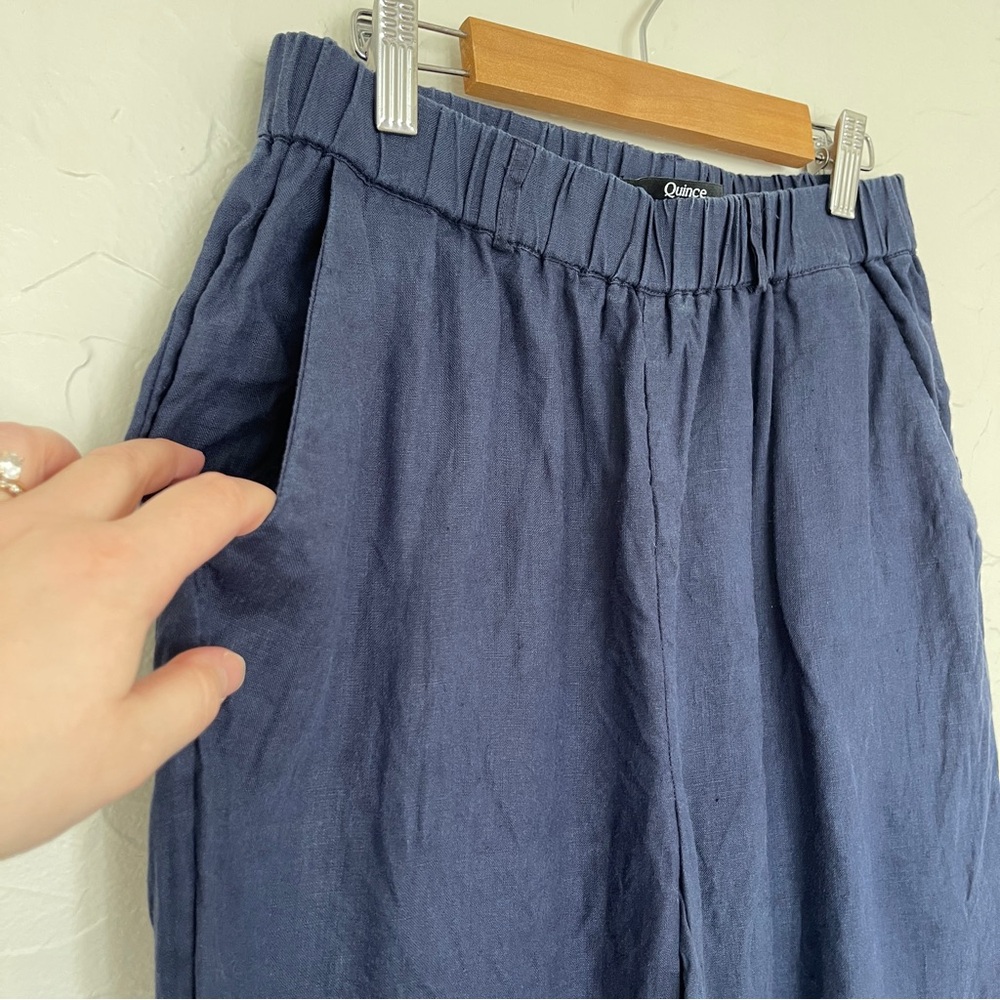Quince 100% Linen Pull on Pants. Navy Blue. Size Small - Picture 3 of 7